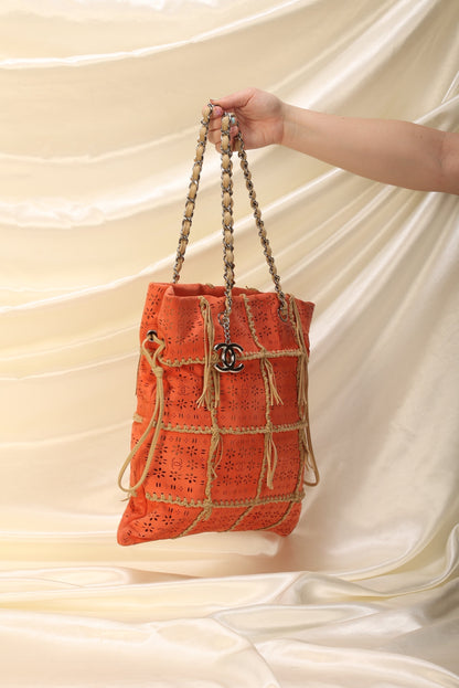 Extremely Rare Chanel Suede Fringe Tote