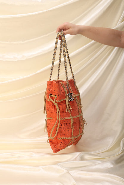 Extremely Rare Chanel Suede Fringe Tote