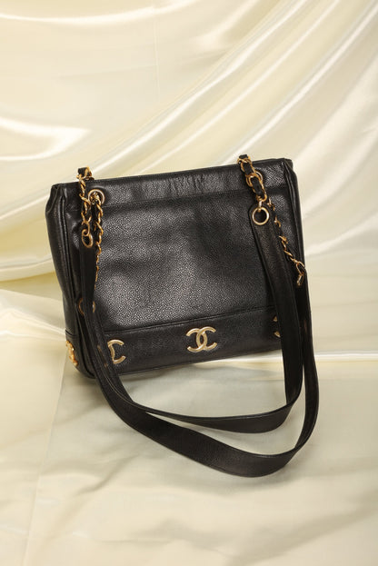 Chanel Caviar Mini Logo Tote