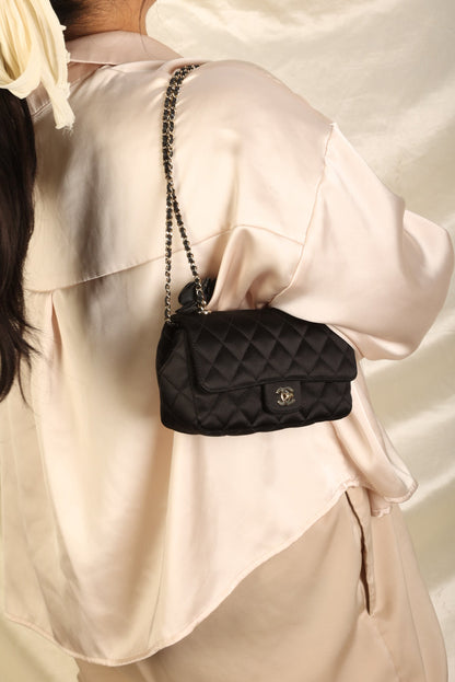 Chanel Satin Camellia Mini Flap