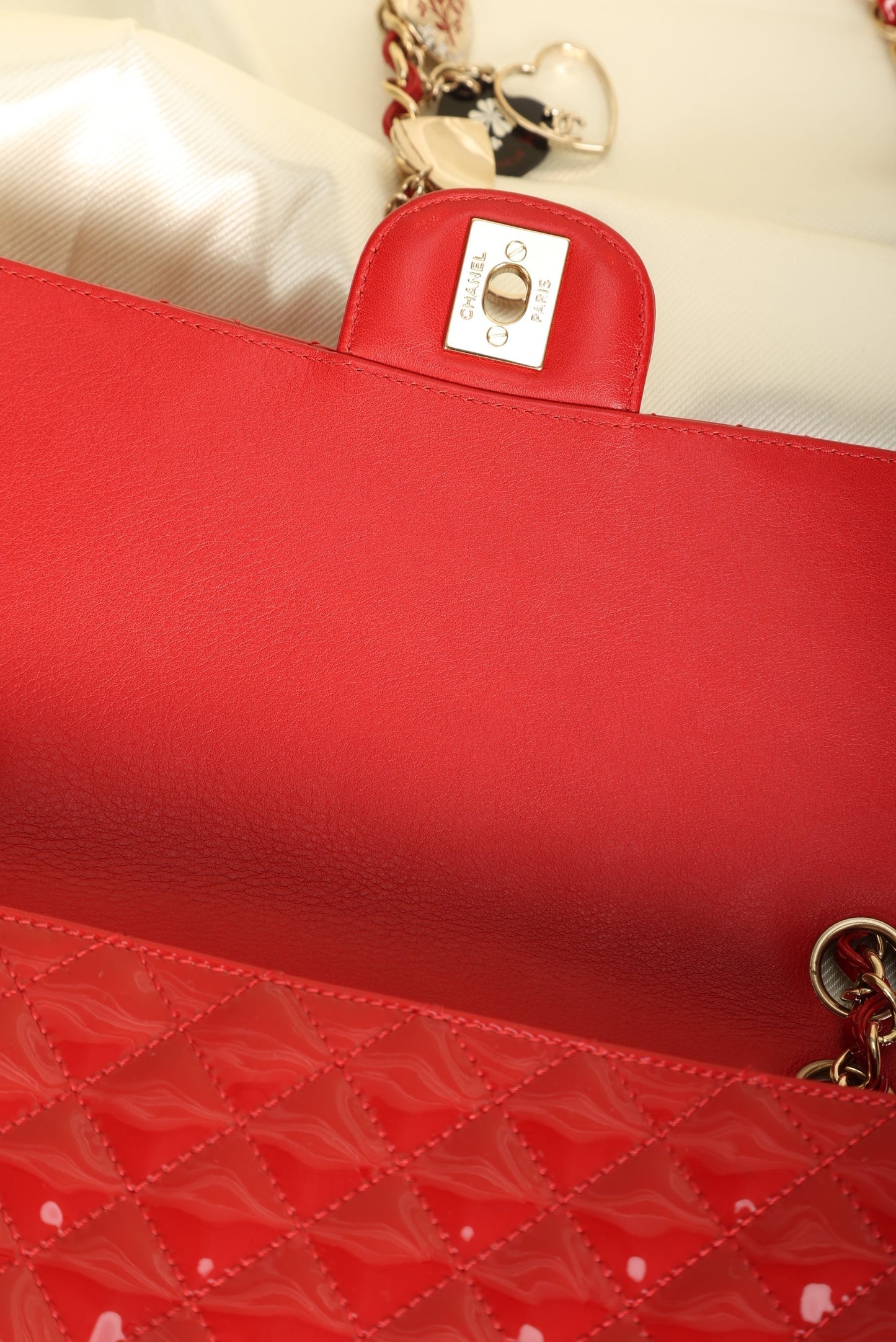 Extremely Rare Chanel Patent Charm Flap Bag