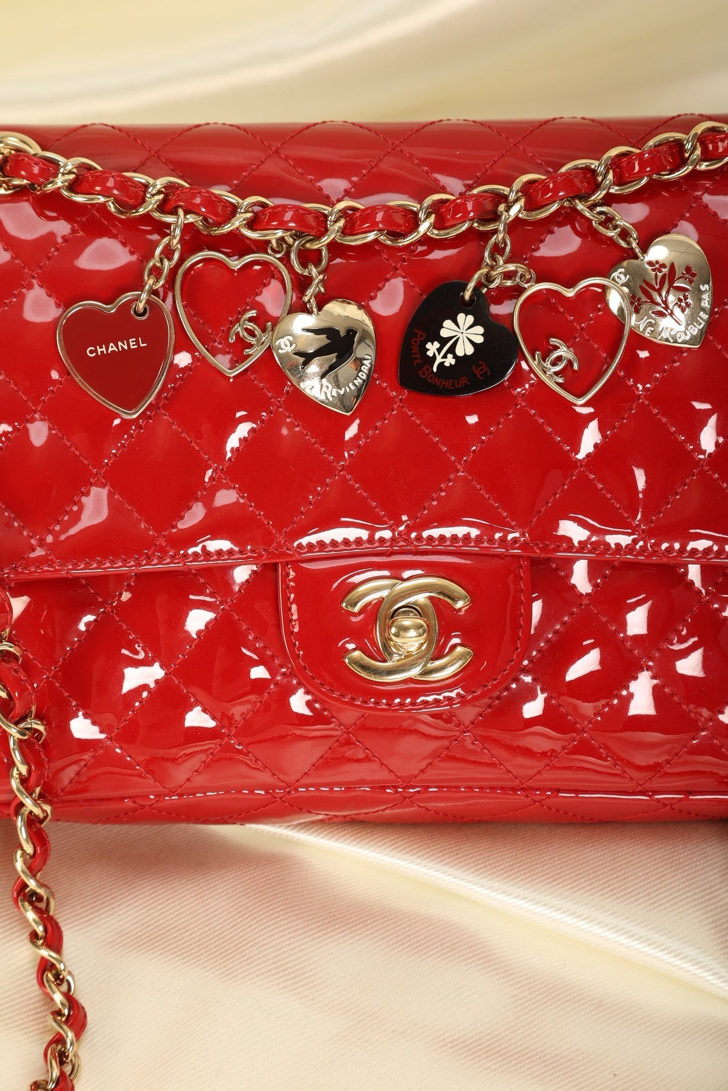 Extremely Rare Chanel Patent Charm Flap Bag