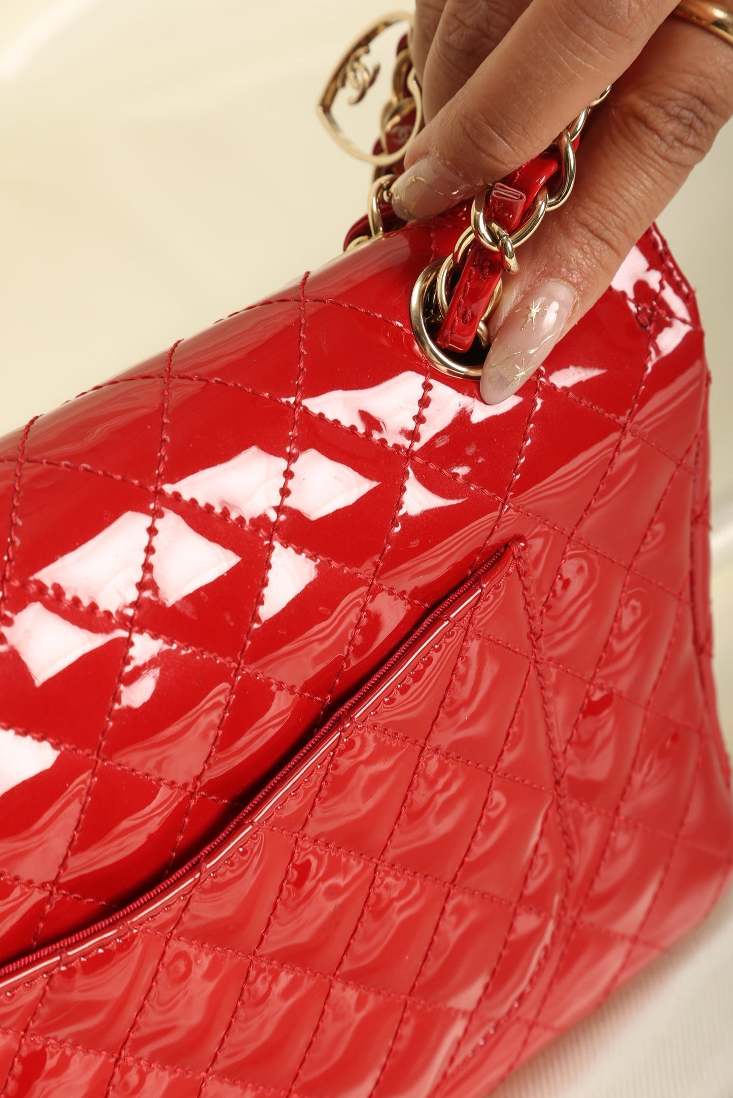 Extremely Rare Chanel Patent Charm Flap Bag