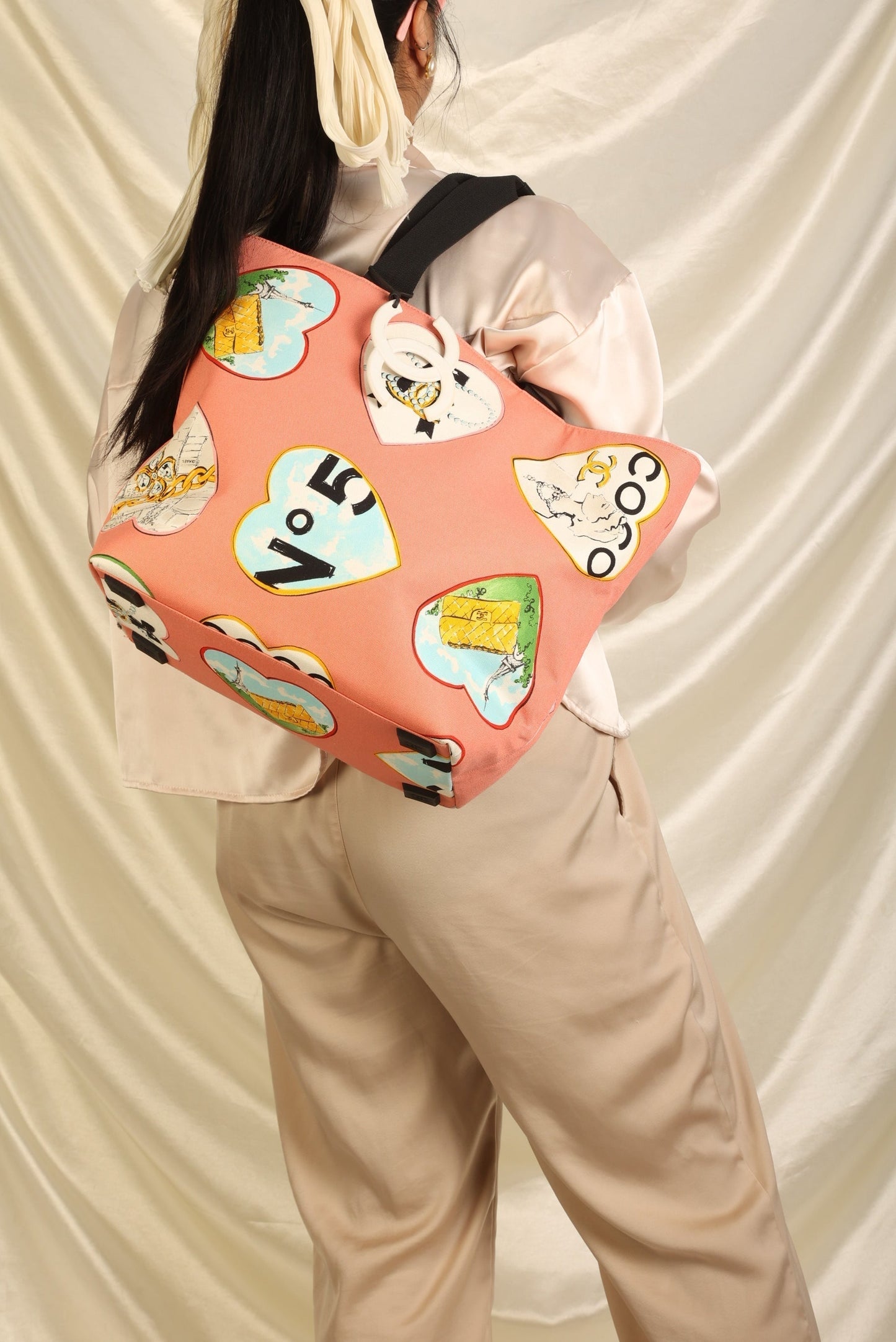 Chanel 2005 Coco Hearts Canvas Tote