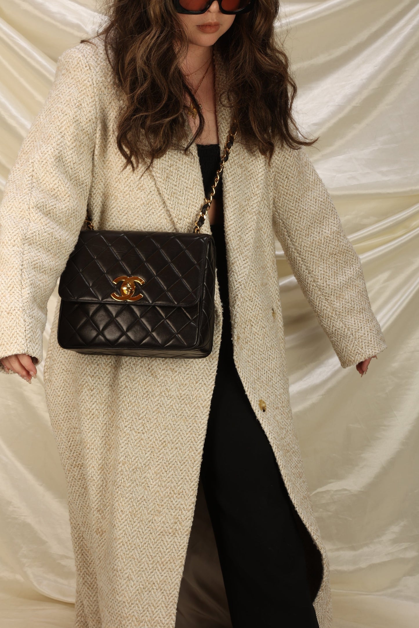 Chanel XL Logo Lambskin Half Flap