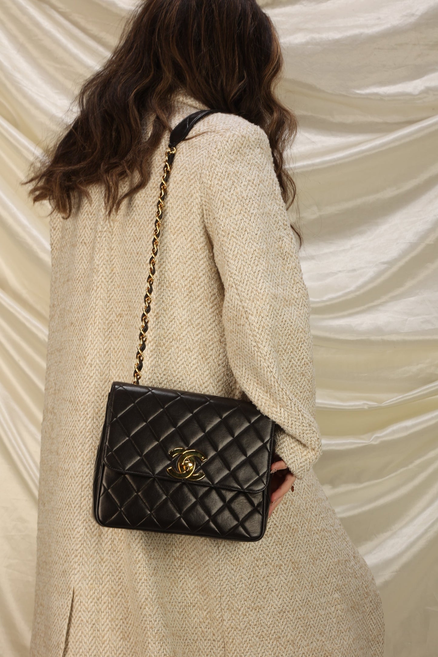 Chanel XL Logo Lambskin Half Flap
