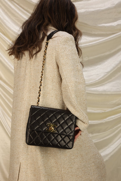 Chanel XL Logo Lambskin Half Flap