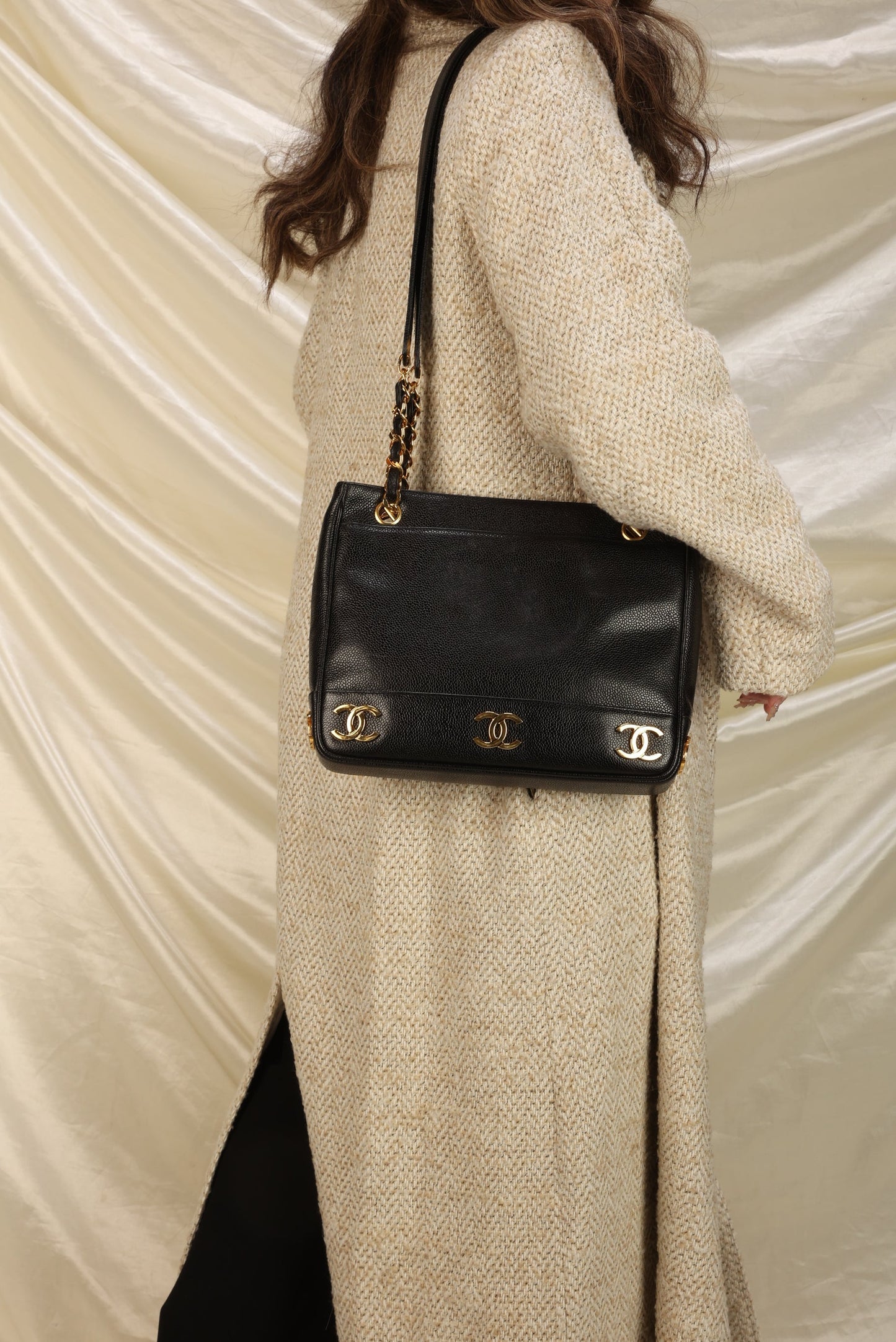 Chanel Caviar Logo Mini Tote