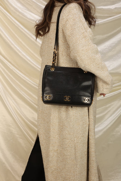 Chanel Caviar Logo Mini Tote