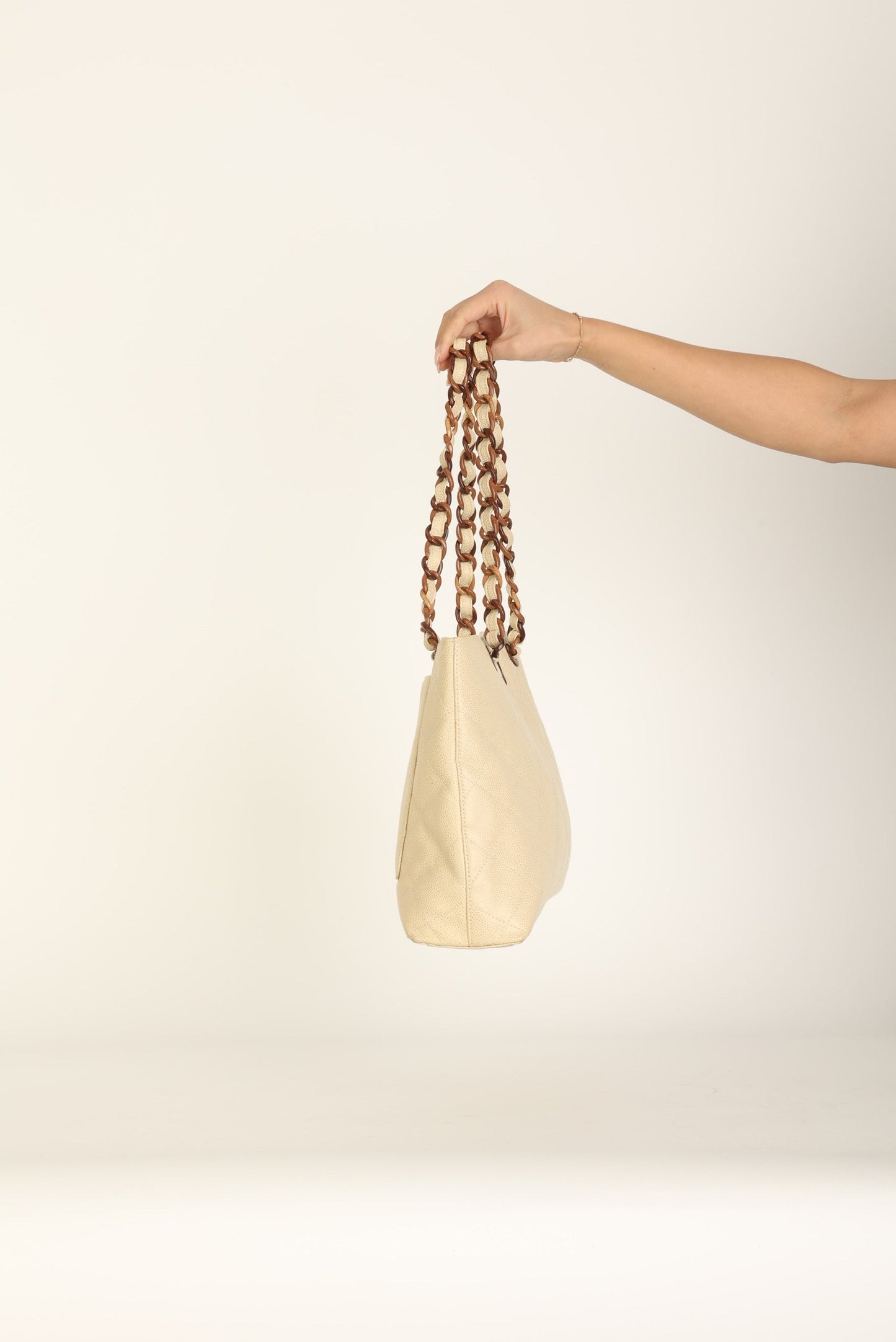 Chanel 2000 Caviar Wood Chain Tote