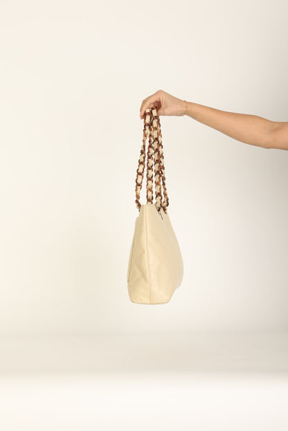 Chanel 2000 Caviar Wood Chain Tote