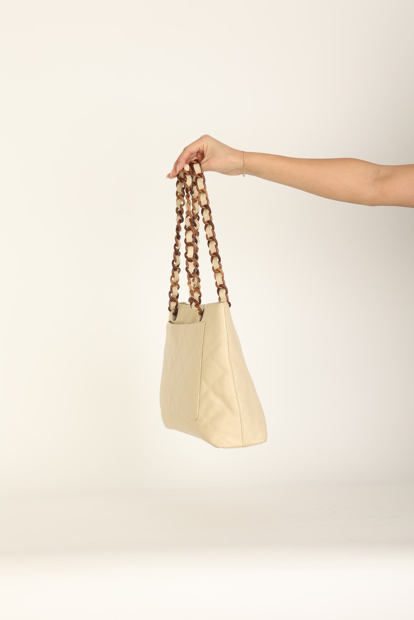 Chanel 2000 Caviar Wood Chain Tote