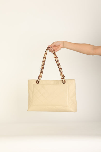 Chanel 2000 Caviar Wood Chain Tote