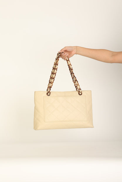 Chanel 2000 Caviar Wood Chain Tote