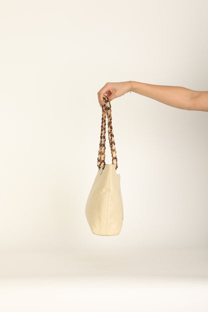 Chanel 2000 Caviar Wood Chain Tote