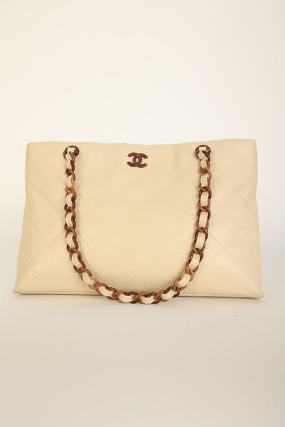 Chanel 2000 Caviar Wood Chain Tote