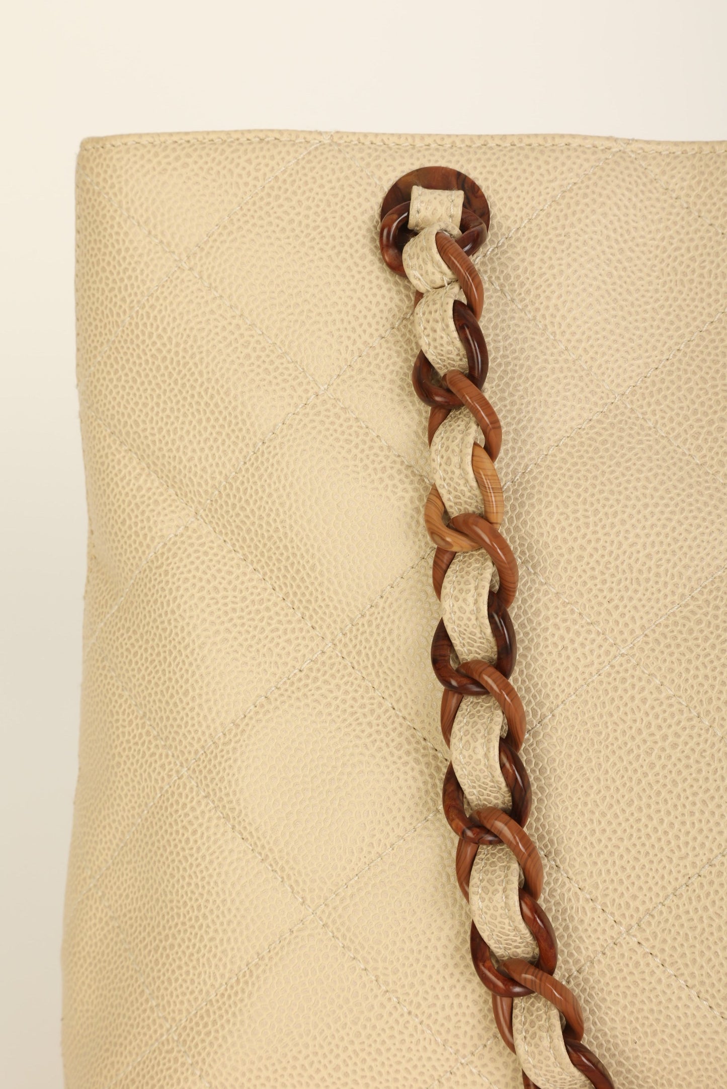 Chanel 2000 Caviar Wood Chain Tote