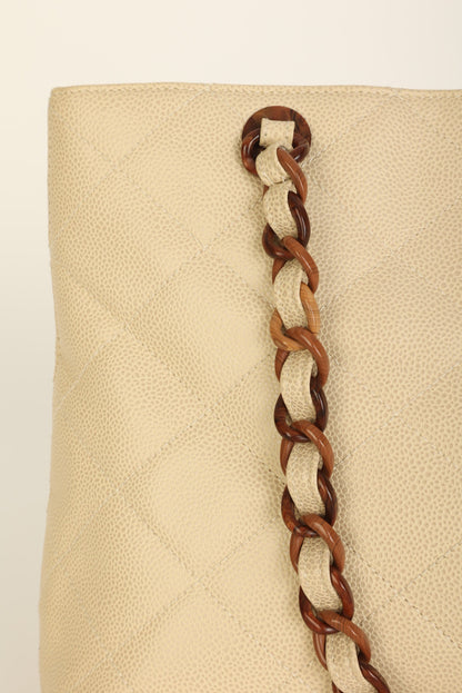 Chanel 2000 Caviar Wood Chain Tote