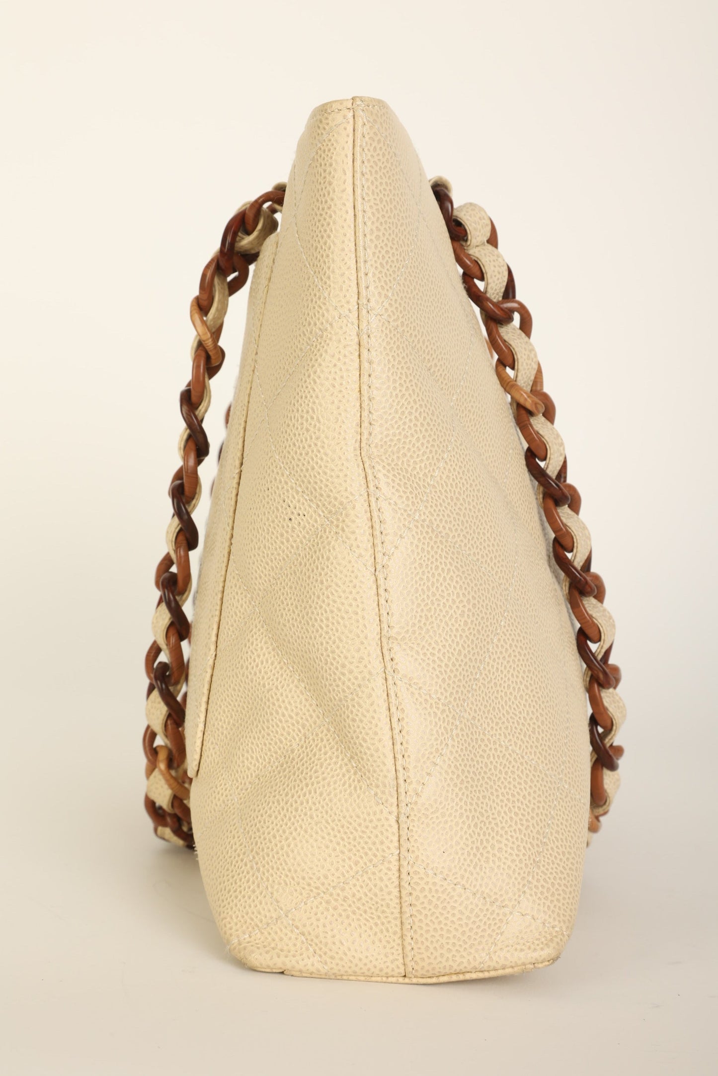 Chanel 2000 Caviar Wood Chain Tote