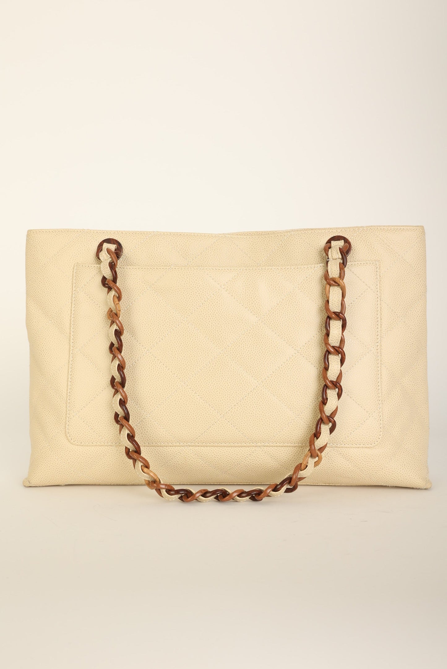 Chanel 2000 Caviar Wood Chain Tote