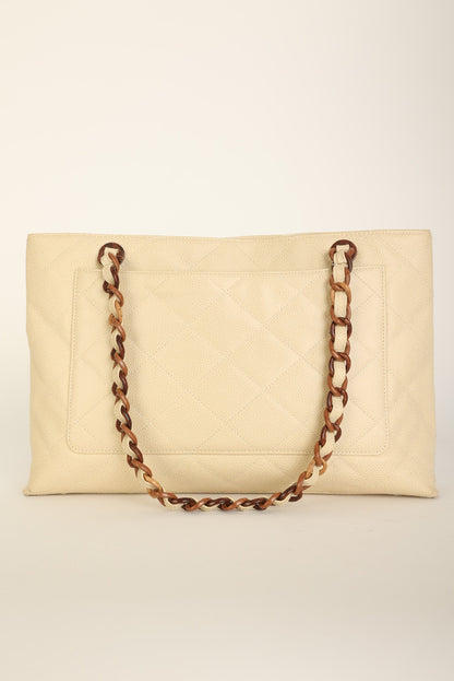 Chanel 2000 Caviar Wood Chain Tote