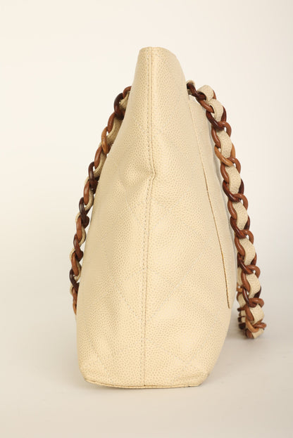 Chanel 2000 Caviar Wood Chain Tote