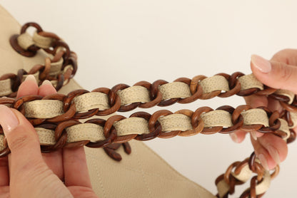 Chanel 2000 Caviar Wood Chain Tote