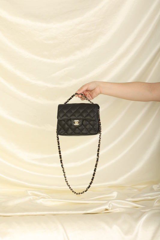 Extremely Rare Chanel 2006 Caviar Mini Square Flap