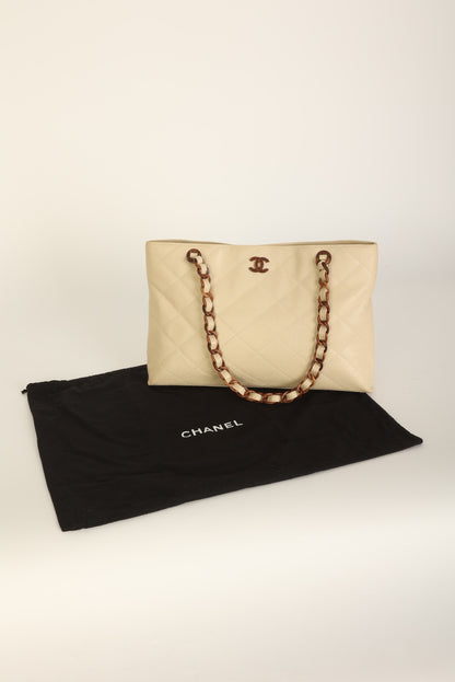 Chanel 2000 Caviar Wood Chain Tote