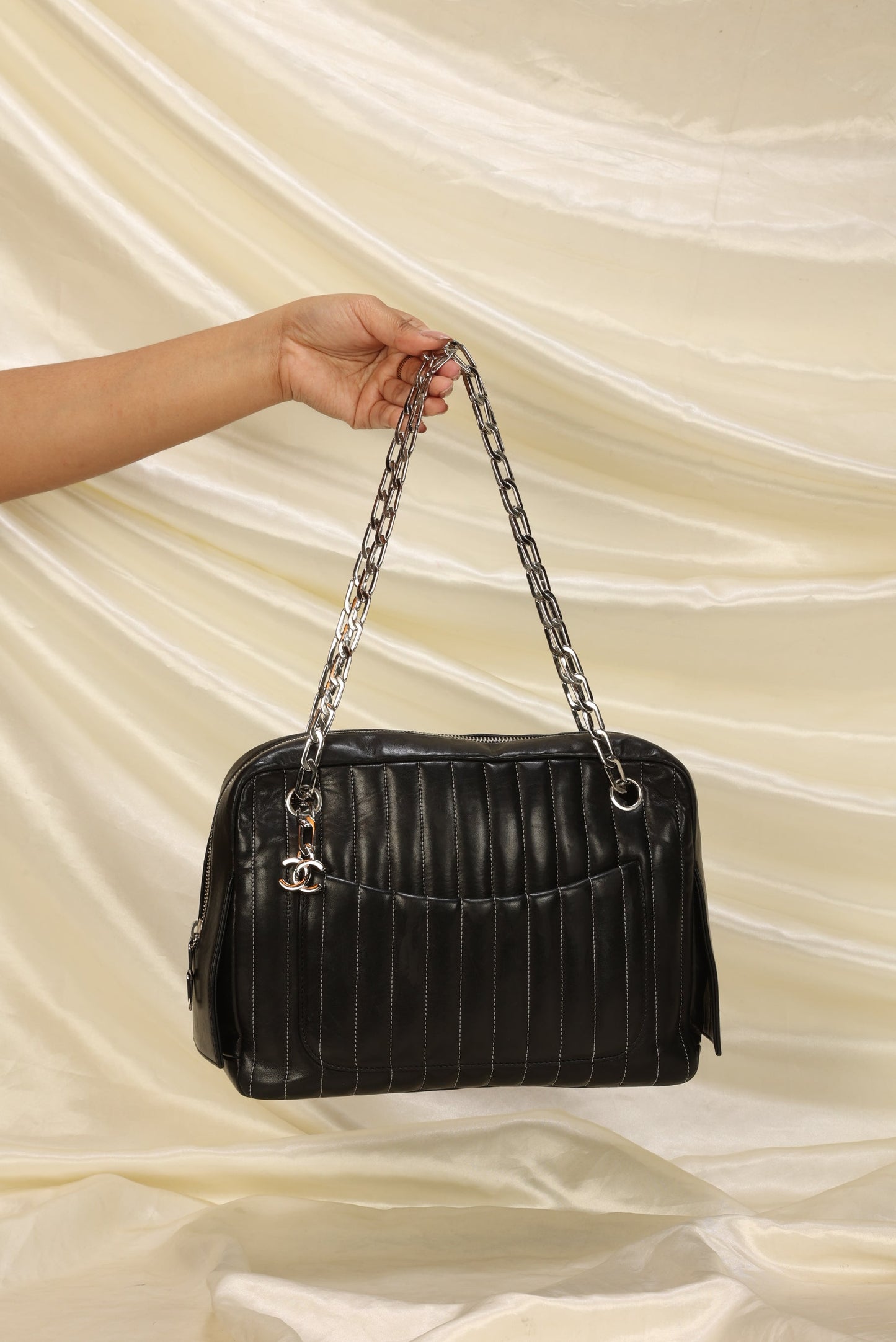 Chanel Vertical Lambskin Chain Tote