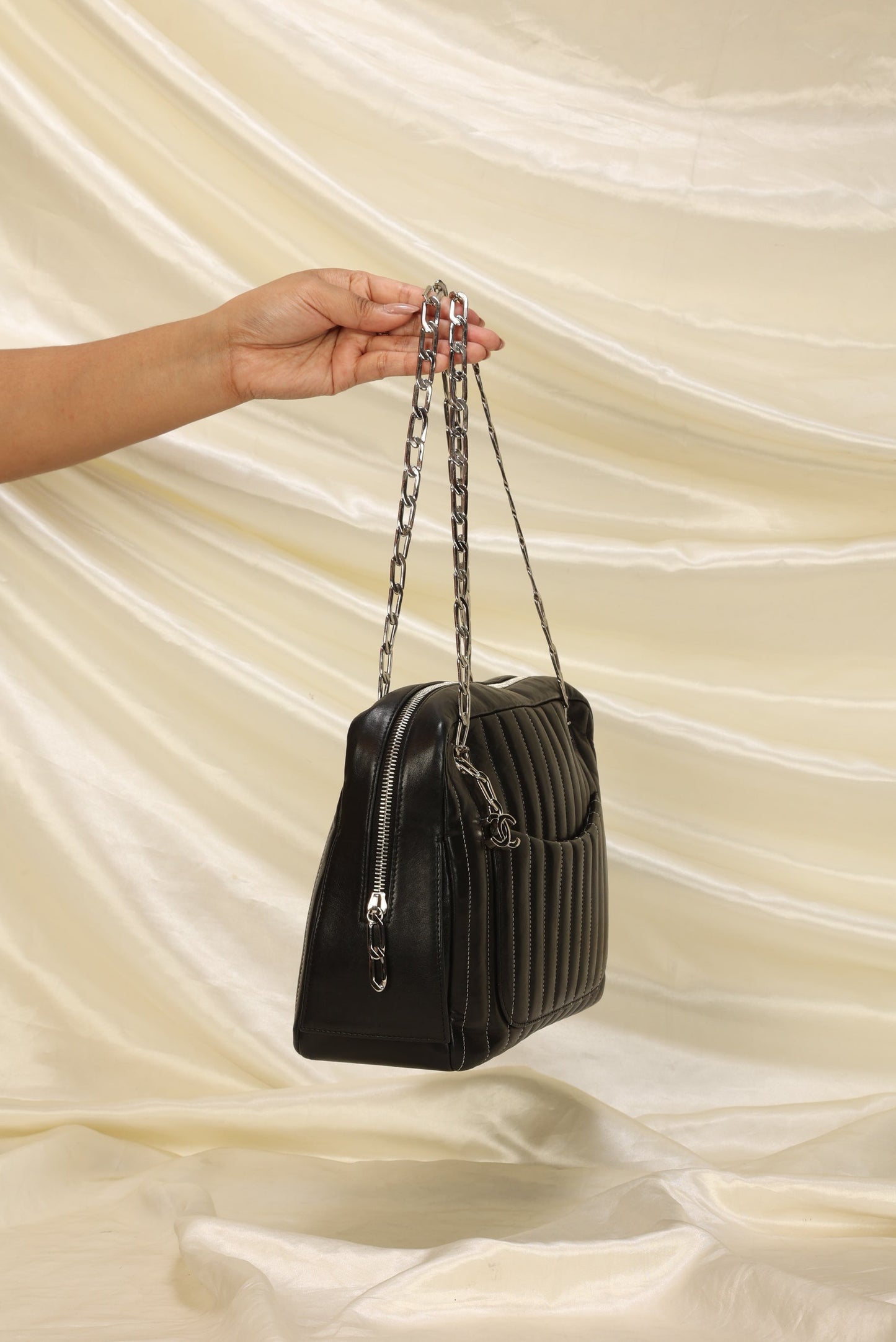 Chanel Vertical Lambskin Chain Tote