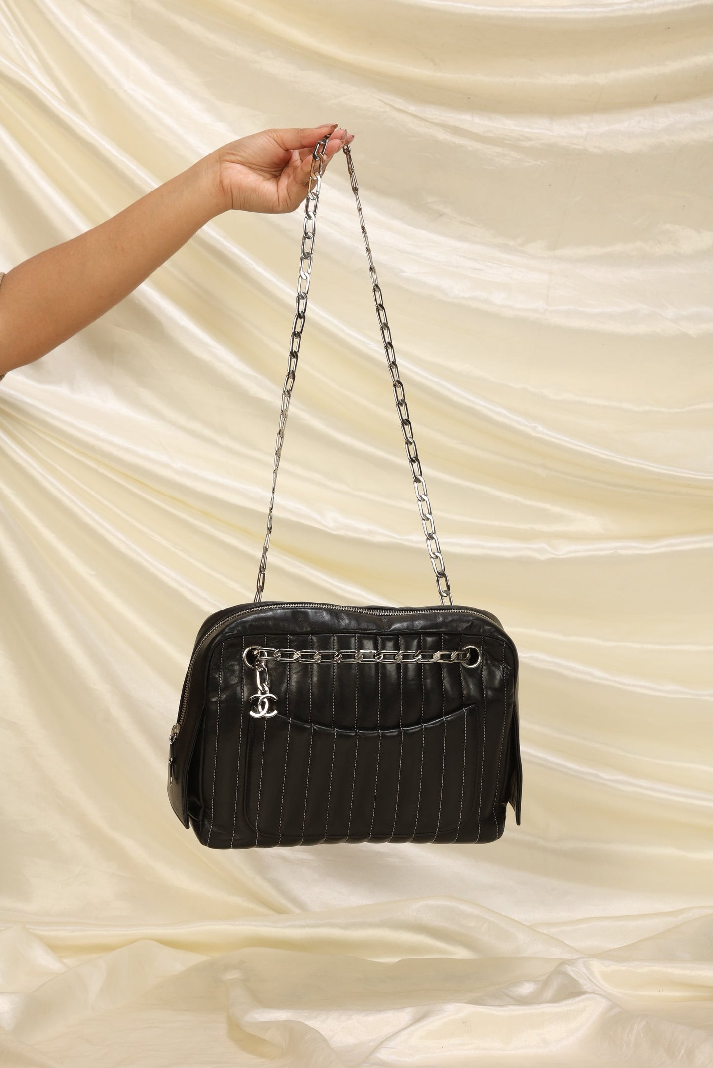 Chanel Vertical Lambskin Chain Tote