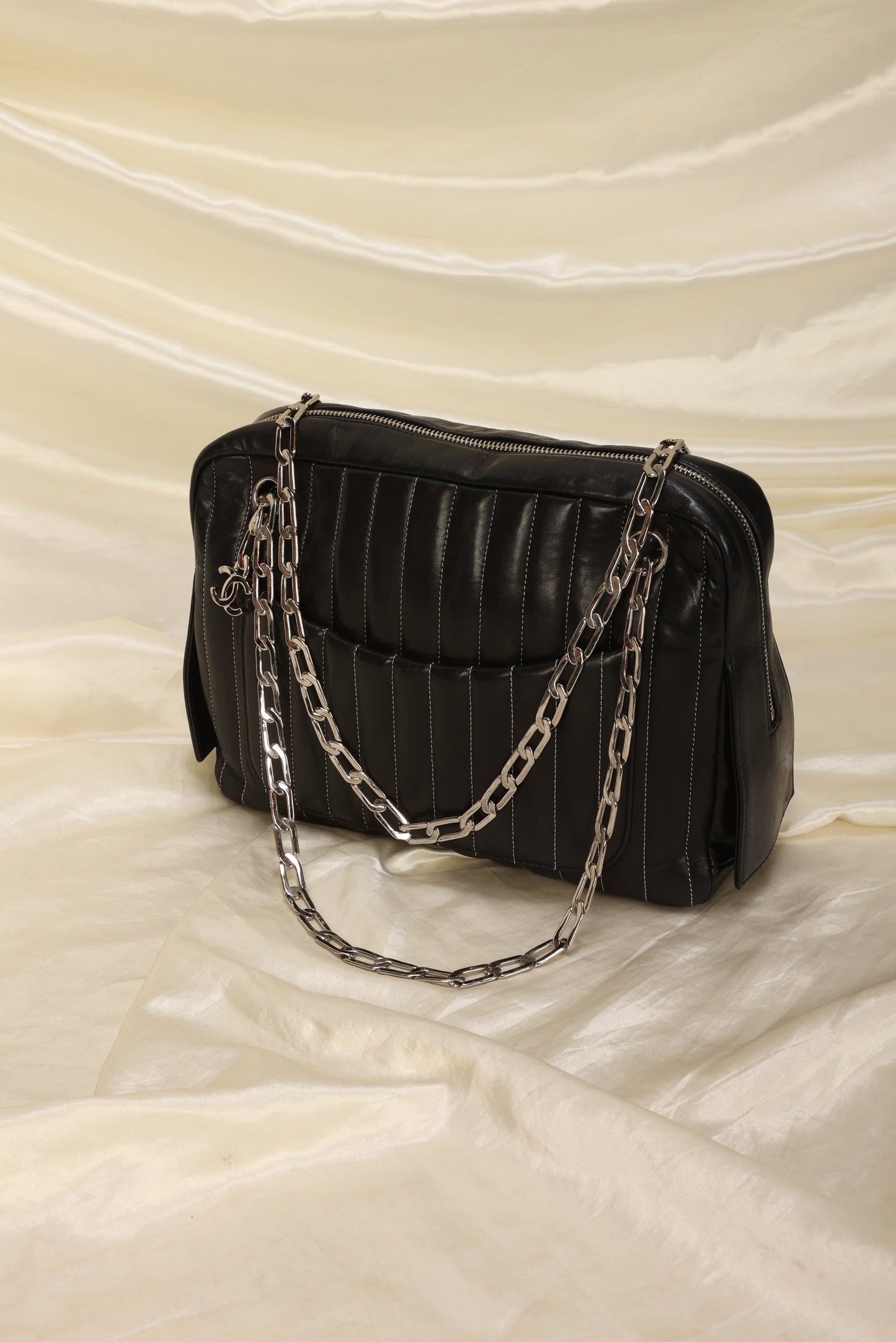 Chanel Vertical Lambskin Chain Tote
