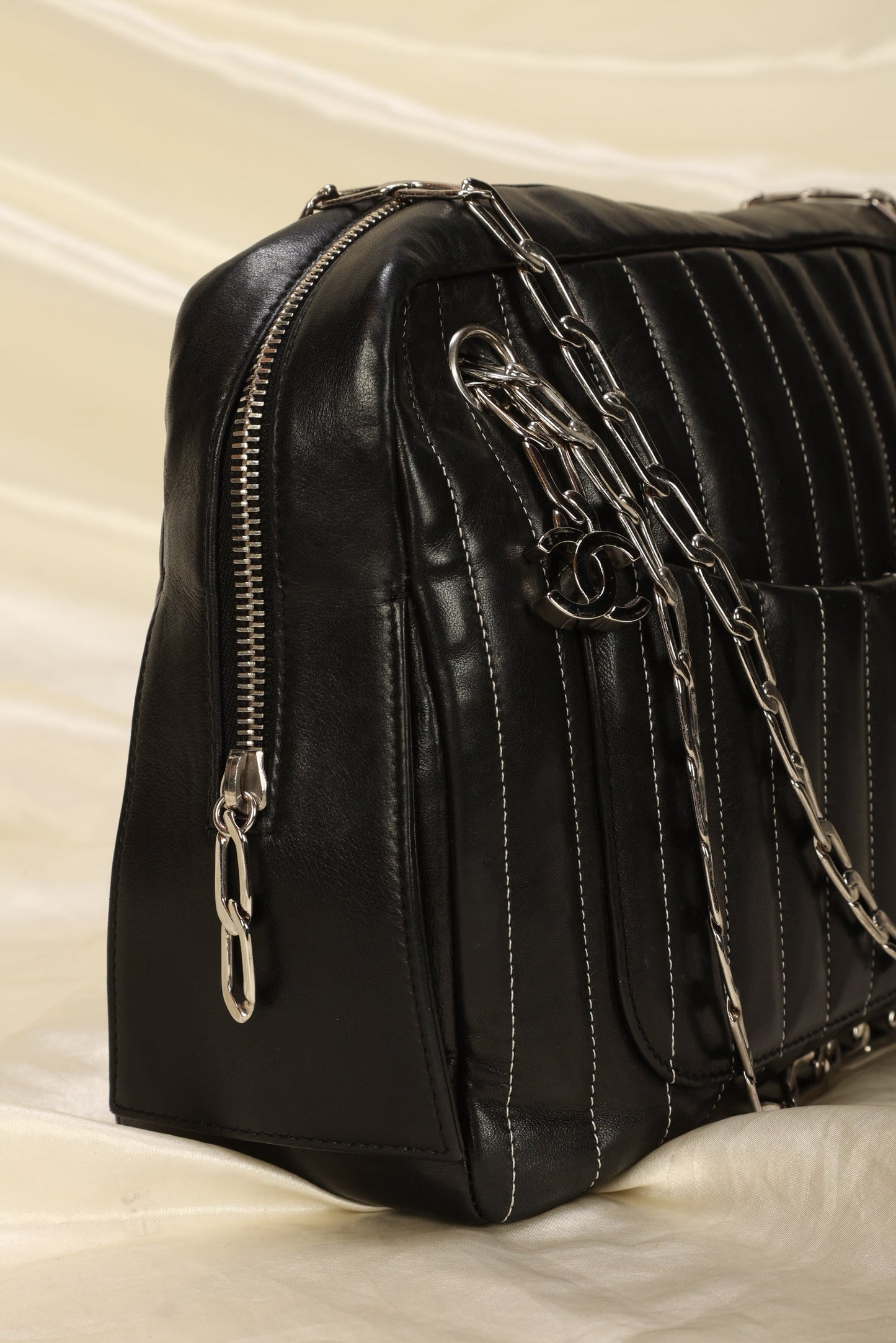 Chanel Vertical Lambskin Chain Tote
