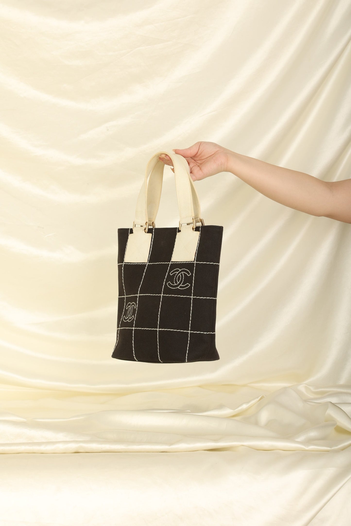 Chanel Canvas Chocolate Bar Mini Tote