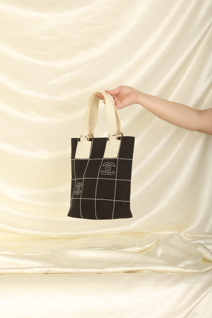 Chanel Canvas Chocolate Bar Mini Tote