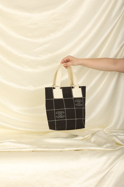 Chanel Canvas Chocolate Bar Mini Tote