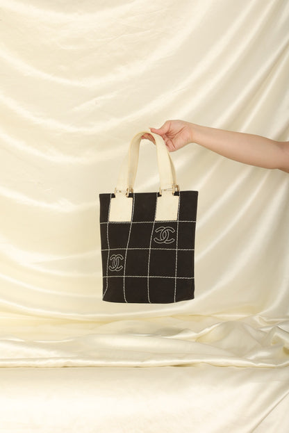 Chanel Canvas Chocolate Bar Mini Tote