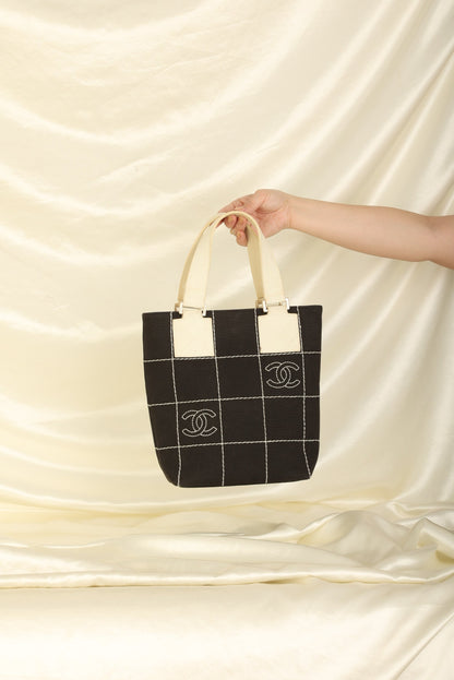 Chanel Canvas Chocolate Bar Mini Tote