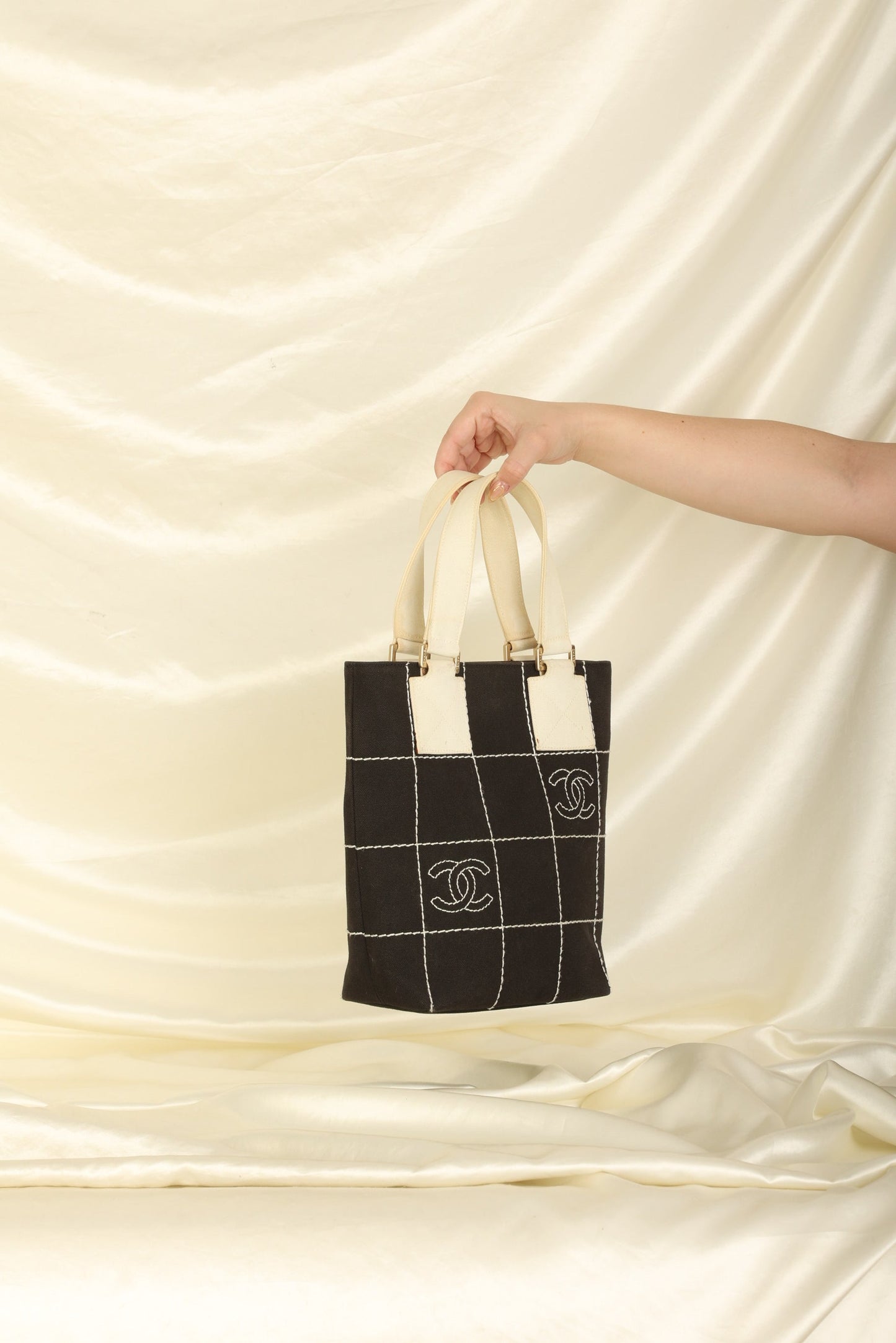 Chanel Canvas Chocolate Bar Mini Tote