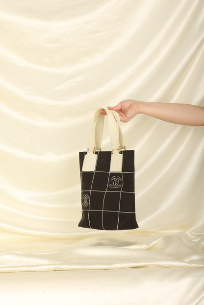 Chanel Canvas Chocolate Bar Mini Tote