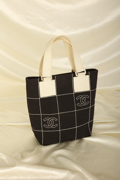 Chanel Canvas Chocolate Bar Mini Tote