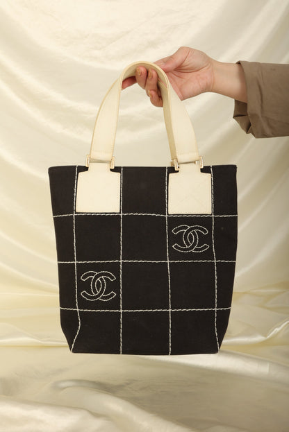 Chanel Canvas Chocolate Bar Mini Tote
