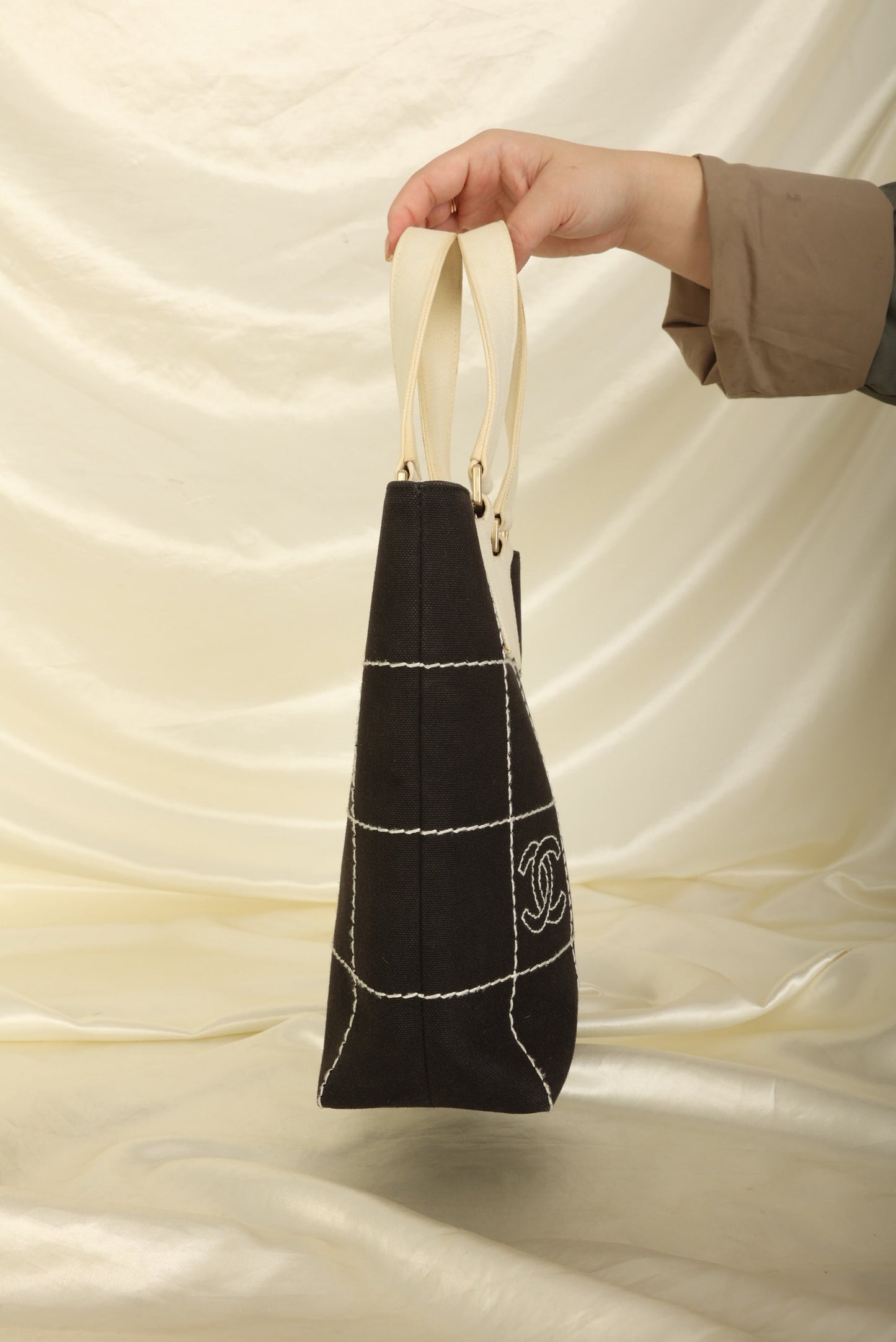 Chanel Canvas Chocolate Bar Mini Tote