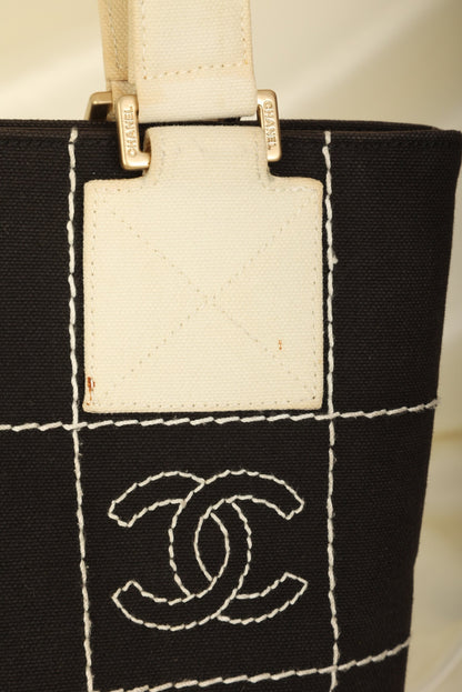 Chanel Canvas Chocolate Bar Mini Tote