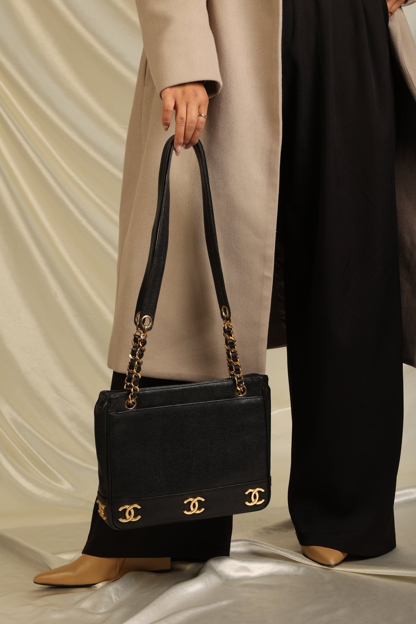 Chanel Caviar Mini Logo Tote