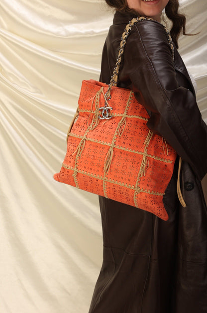 Extremely Rare Chanel Suede Fringe Tote