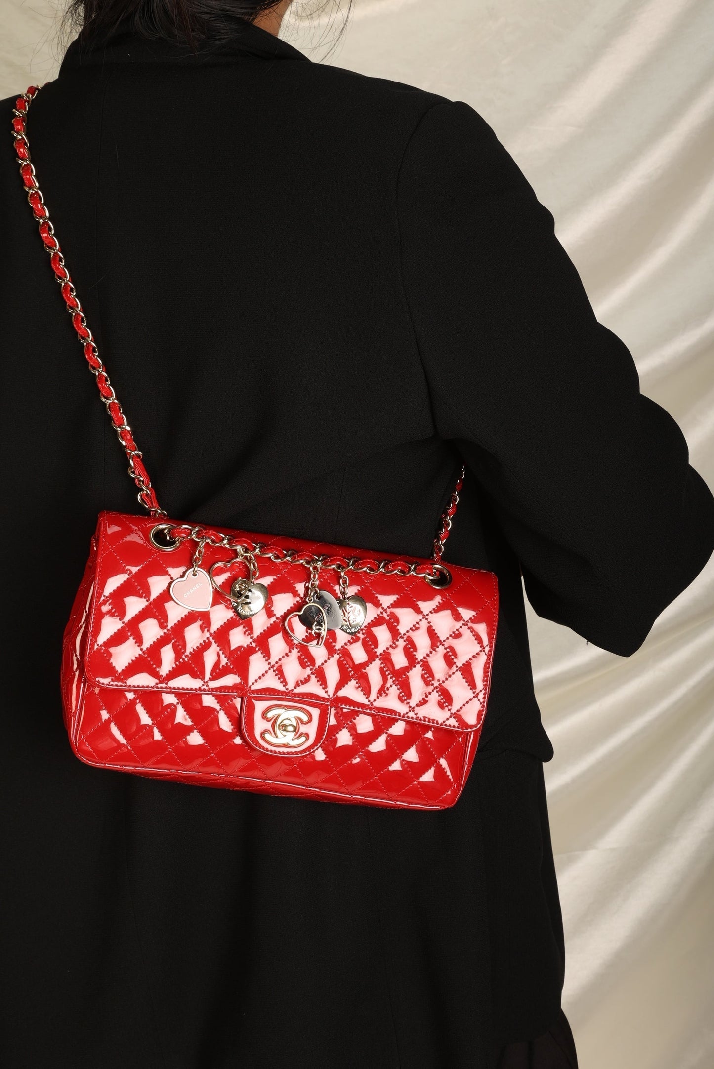 Extremely Rare Chanel Patent Charm Flap Bag