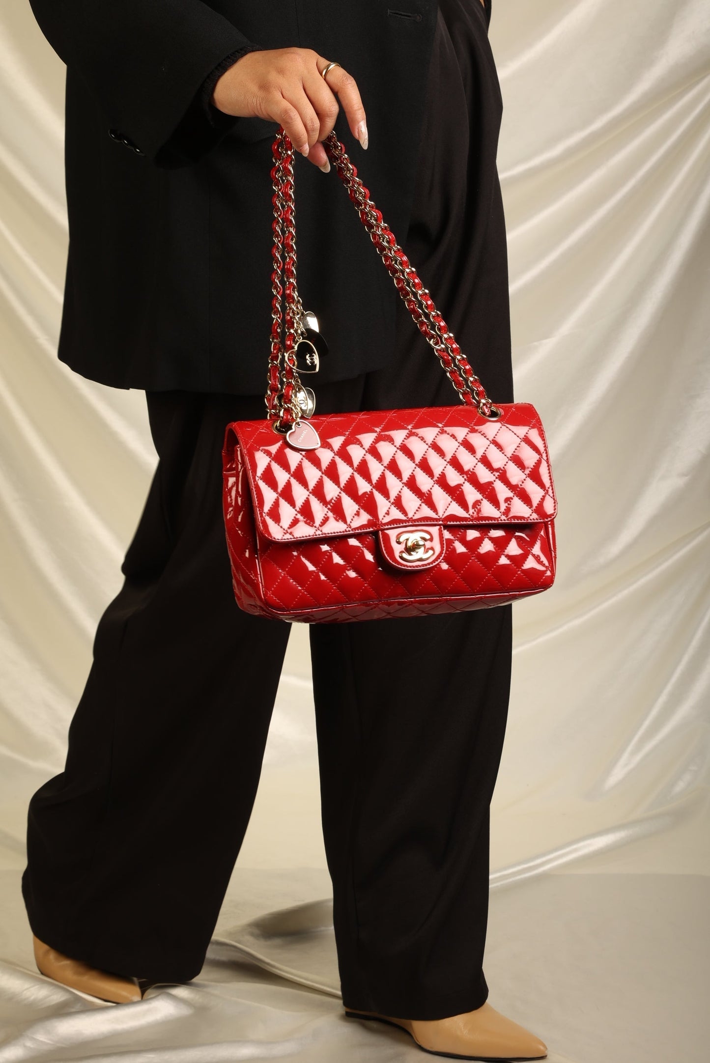 Extremely Rare Chanel Patent Charm Flap Bag