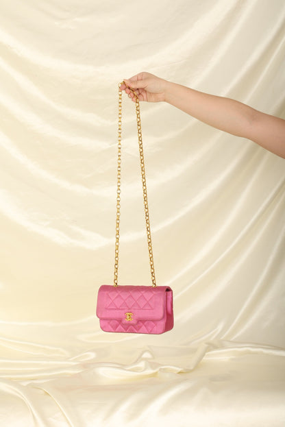 Extremely Rare Chanel 1989 Satin Bijoux Chain Mini Diana